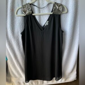 Charming Charlie Black Silver Embellished Tank Top